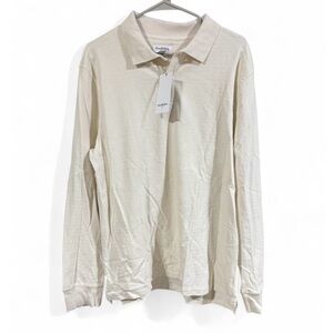 Size Large Men’s Goodfellow & Co Off-White Ribbed Long Sleeve Polo
